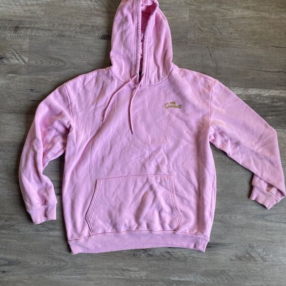 The Simpsons Text Print Hoodie With Family Members Back Print Pink XL - Picture 1 of 6
